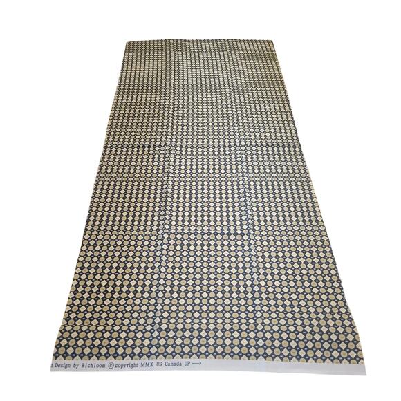 Cotton Fabric Navy Tan Geometric Circles Diamonds 18" x 43" Richloom MMX - Picture 2 of 9